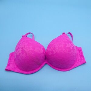 PINK Victoria's Secret Bra Womens 38C Wear Everywhere Super Push Up Pink Lace